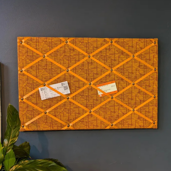 Notice Board - Orange Barkcloth