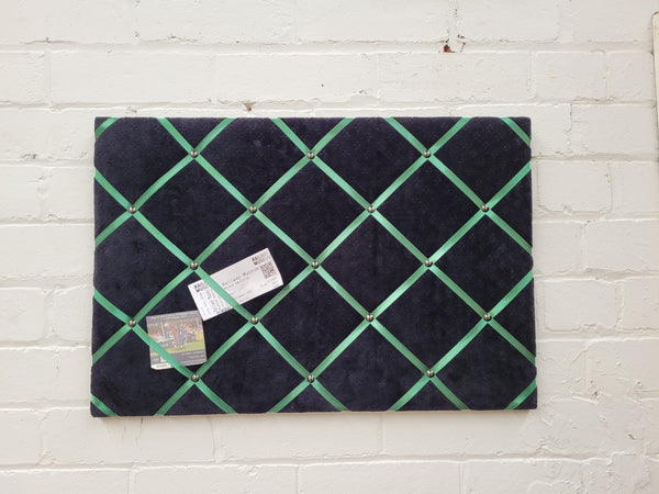 Notice Board - Black Velvet Green Ribbon