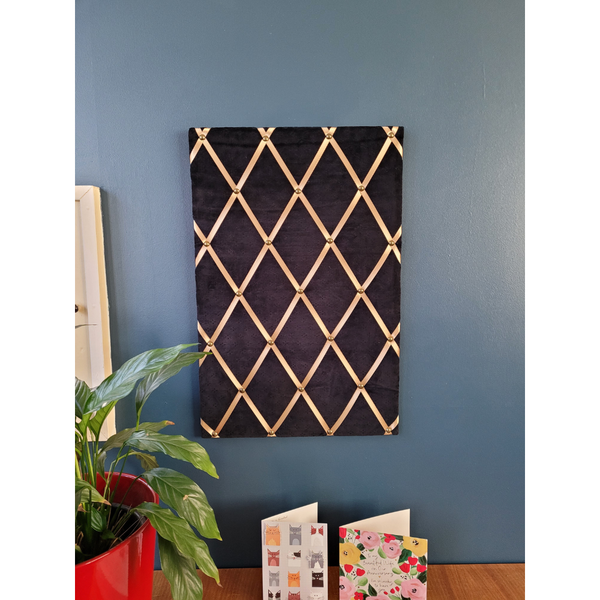 Notice Board - Black Velvet Gold Ribbon