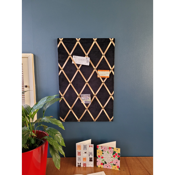 Notice Board - Black Velvet Gold Ribbon