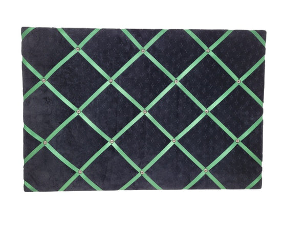 Notice Board - Black Velvet Green Ribbon