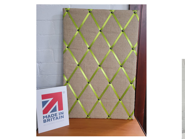 Made in the Mill Notice Board - Hessian Lime Green