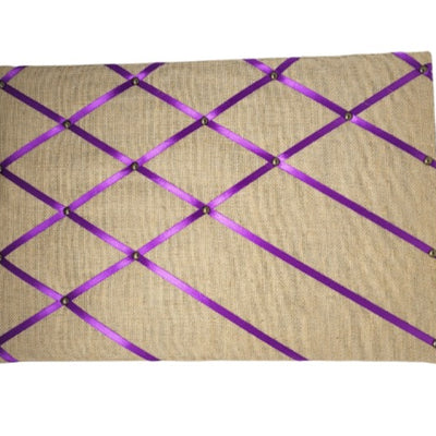 Notice Board - Hessian Purple Half Ribboned