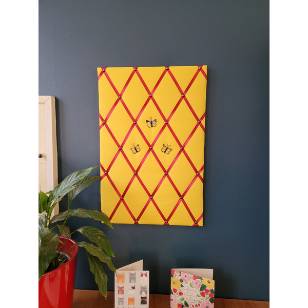 Notice Board - Yellow with Red Ribbons