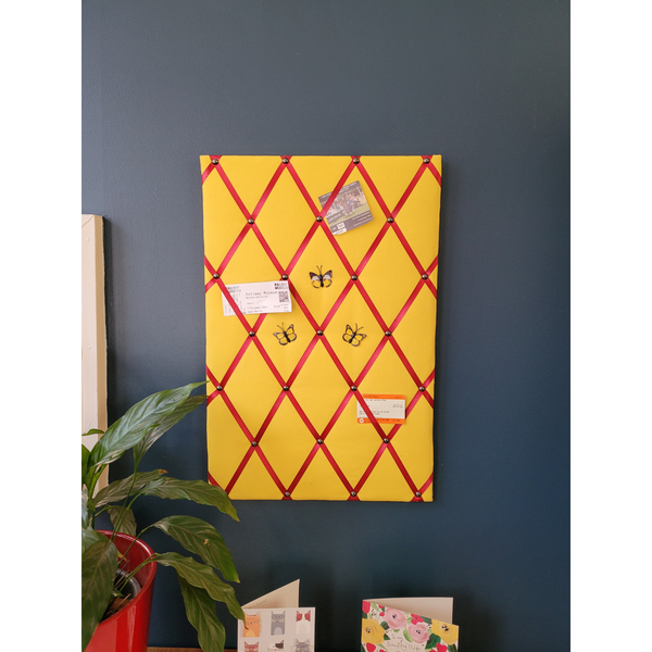 Notice Board - Yellow with Red Ribbons